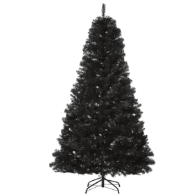 7 Ft Artificial Christmas Tree Unlit Douglas Fir With Realistic Branches And 1346 Tips, Black Halloween Style (Color: black)